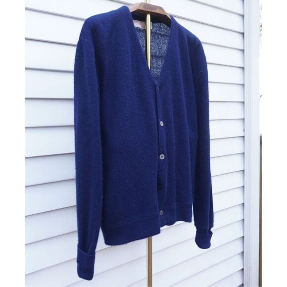 Vintage 90s The Fox Collection Navy Blue Knit Cardigan - Picture 3 of 8